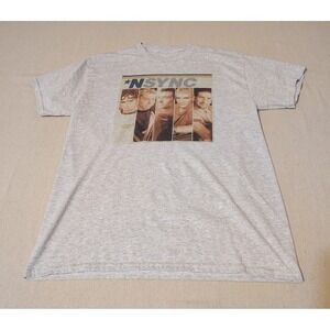 NSYNC Vintage T-Shirt Heather Gray Boy Band Pop Culture Tee Mens Medium QQ